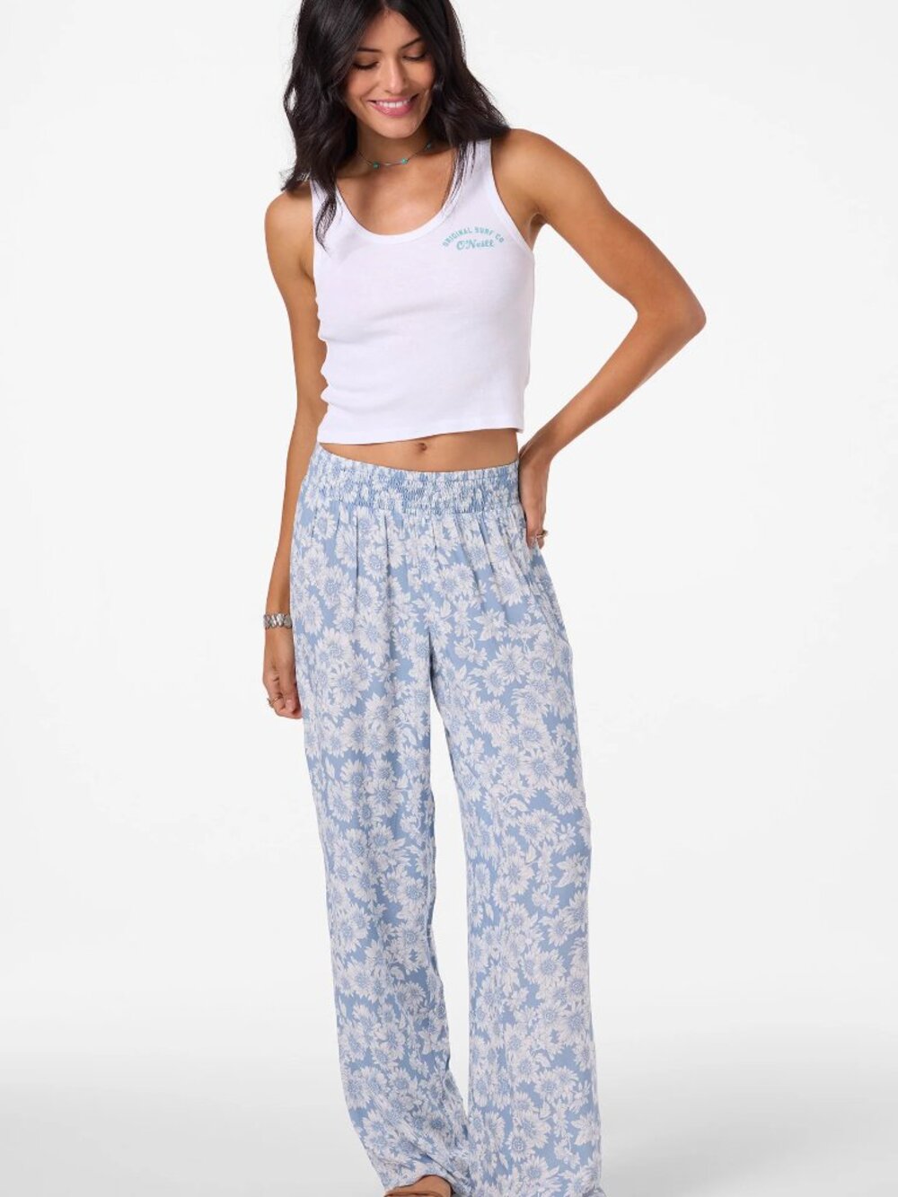 O'Neill Jonie Periwinkle-Sky Blue with white Daisies Pants Medium - Picture 2 of 16
